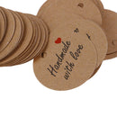 100Pcs Handmade with Love Labels Hang Tags Blank Kraft Paper with 20m String ME