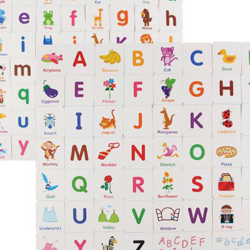 Alphabet Cognition Flash Cards Upper Case and Lower Case With Pictures, Early