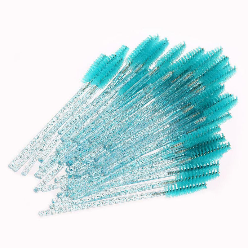 50pcs Disposable Makeup Eyelash Brush Mascara Wands Applicator (Lake Blue)