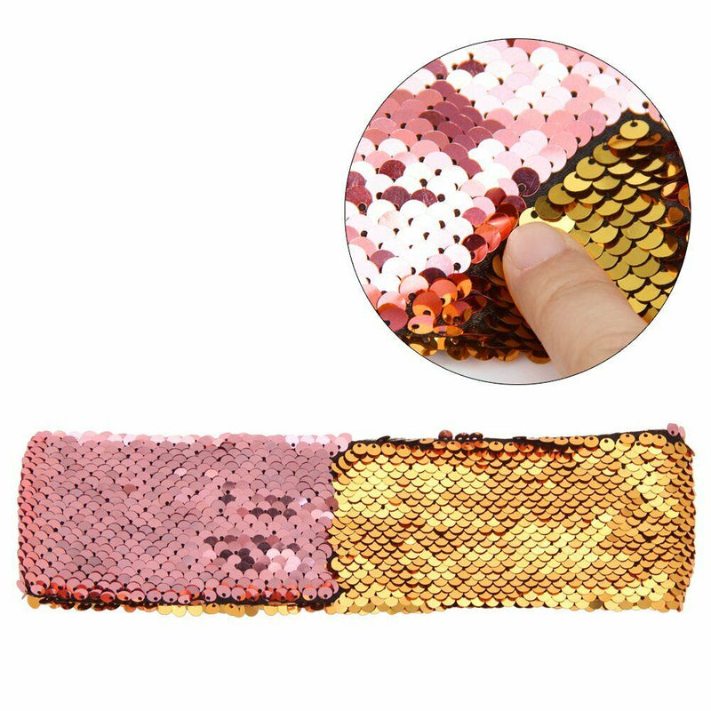 Sequin Headbands Mermaid Reversible Sequins Headband Elastic Stretch Sparkl R1F5