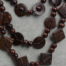 Womens Boho Layered Necklace, Wooden Geometric Beaded Pendant Necklace Ethnic