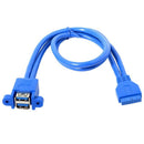 2X(Stackable Usb 3.0 Female Panel Type To Motherboard 20Pin Header Cable Du