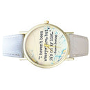 Women English Letters Leather Band Quartz Wrist Watch  White F5H7