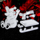 Metal Cutting Dies Skiing Bear Embossing Stencil for DIY Craft Paper Card Making