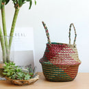 Decorative Folding Willow Basket Double Handles Flowerpot Vase Planter Holder