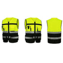 7 Pockets Class 2 High Visibility Zipper Front Safet Yellow Vest With Refle
