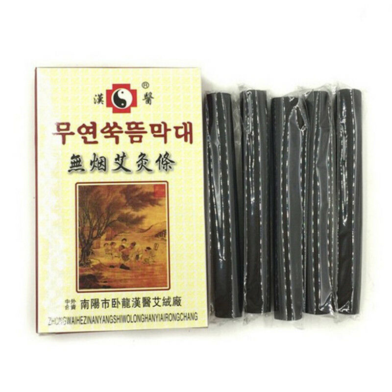 10Pcs Black Traditional Smokeless Moxa Stick Roll 14*110Mm Moxibustion JR