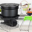 1X(8Pcs 8 Inch Air Fryer Frying Cage Dish Baking Pan Rack Pizza Tray Pot Ac