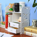 1X(White Large Size Wood Board Desktop Makeup Shelf Organizer Cosmetic Tool