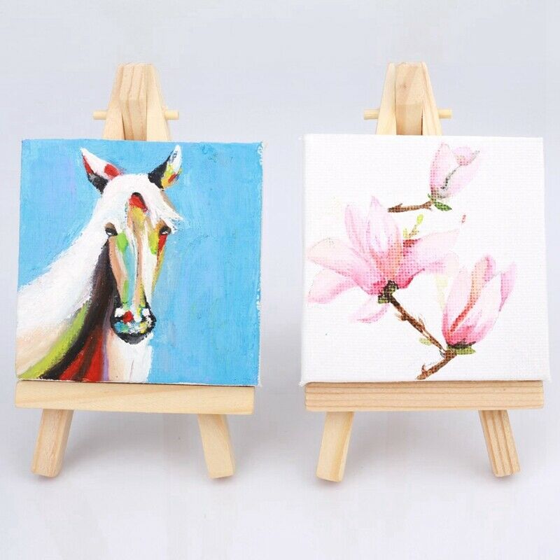 10 Sets Mini Display Easel With Canvas 8X8Cm Wedding Table Numbers Painting K2K6