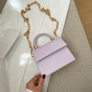 Women Mini Shoulder Bag Alligator PU Tote Chain Crossbody Pouch (Purple)