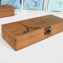 Retro Eiffel Tower Pen Pencil Case Holder Stationery Storage Wooden Box