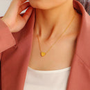 Simple Heart Pendant Necklace Women Golden Clavicle Chain Charming Jewelry