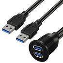 Car Usb3.0 Dual Port Extension Dashboard Panel Double New 1m Cable Waterpro W9B5