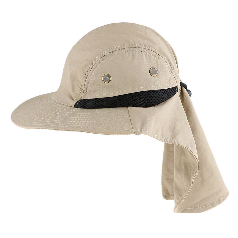 Packable Big Brim Hat Sun Protection Hats Foldable Roll up Sun Cap Khaki 58-60CM