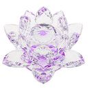 Crystal Lotus Flower Crafts Paperweights Buddhist Feng Shui Ornaments Purple
