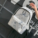 Fashion Unisex Backpack Lady Men Canvas Backpack Teen Girl Bag Casual Marbl