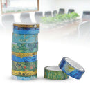 Van Gogh Inspired Washi Masking Tape Set of 8 Rolls + 90 pcs Planner Sticke