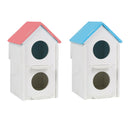 Pet Wood Breeding Nesting Bird Cage Box Nest House Hut for Parrot Birds Blue