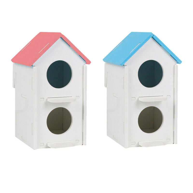 Pet Wood Breeding Nesting Bird Cage Box Nest House Hut for Parrot Birds Blue