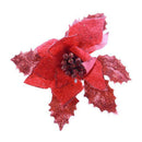 6Pcs 6.6 Inch Glitter Artificial Wedding Christmas Flowers XMAS Tree Wreath H8P6