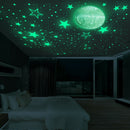 Star Moon Luminous Wall Stickers Kids Room Fluorescent Ceiling Decals (A) A