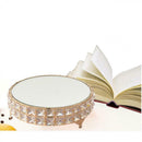 Nordic Style Metal Crystal Wedding Cake Stand Mirror Surface With Beads