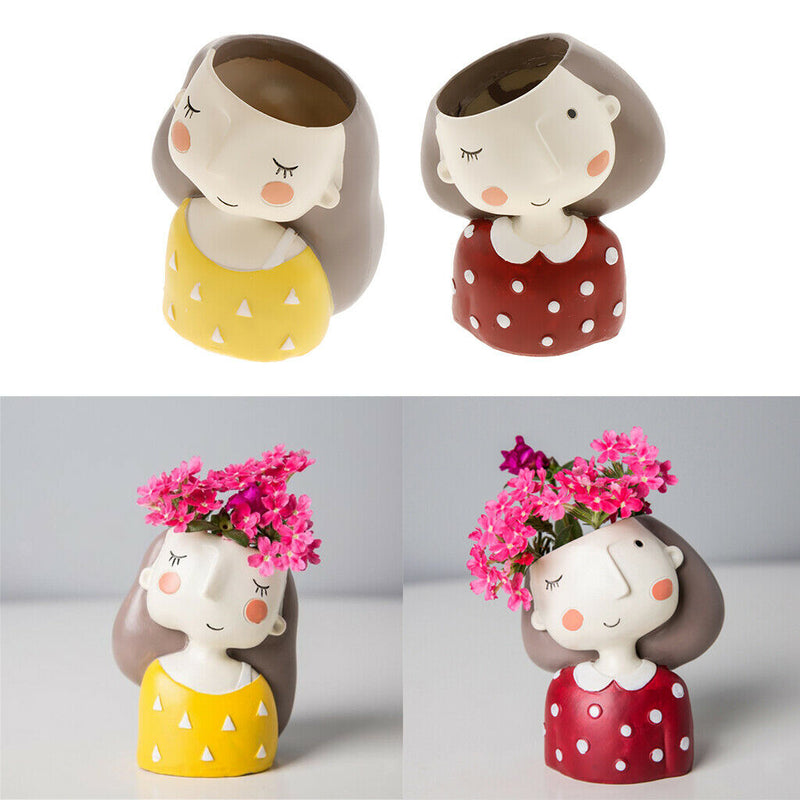 2Pcs Mini Ceramic Plants Pot Flower Vase Planter Container for Bonsai with Cute