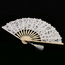2 Pieces Rustic Flower Han Fans Bride Photography Hand Held Props White