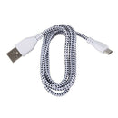 1M Braided Fabric Mini USB Data&Sync Charger Cable Cord For Cell Phone Whit