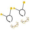 4pcs Novelty Yellow Bumble Bee Headband Eye Glasses Birthday Party Accessory