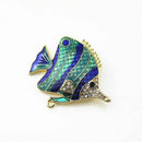 Women Clothing Accessories Grade Tropical Fish Enamel Brooch Rhinestone Pin
