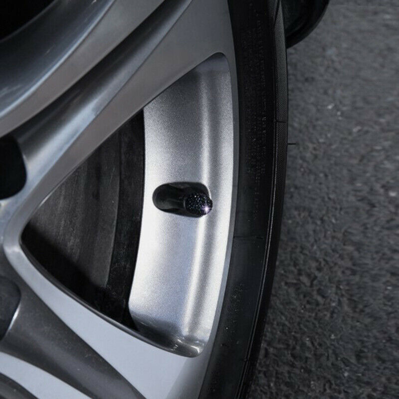 1 Set Of 4 Soft Clay Rhinestones Car Tire Bonnet Diamond Shiny Dust Cap Aut