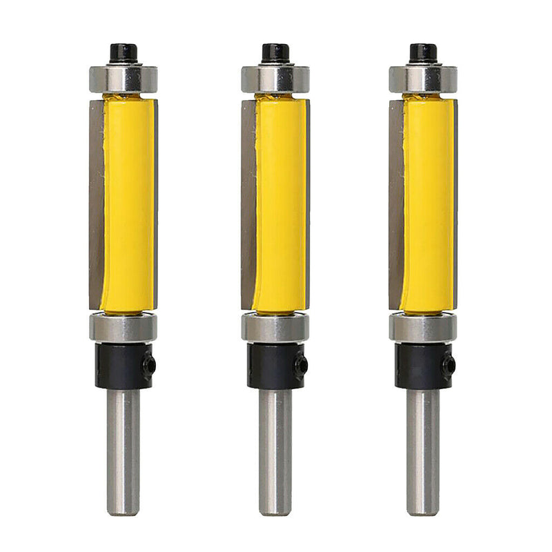 3pcs Solid Carbide Flush Trim Top and Bottom Bearing Router Bit Set, Woodworking