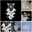White Cat Dream Catcher Feather Bead Wall Car Hanging Decoration Ornament W N1R2