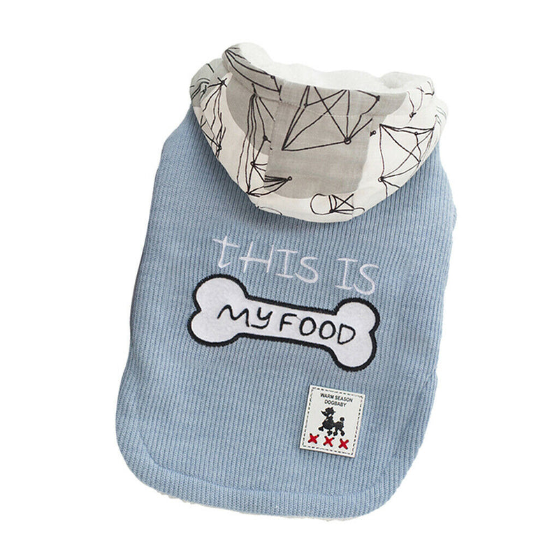 Dog Coat Hoodie Pet Winter Clothes Warm Soft for Medium Large Dogs Blue M