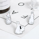Creative White Rabbit Brooch Evil Animal Bunny Enamel Pins Metal Buckle Pin
