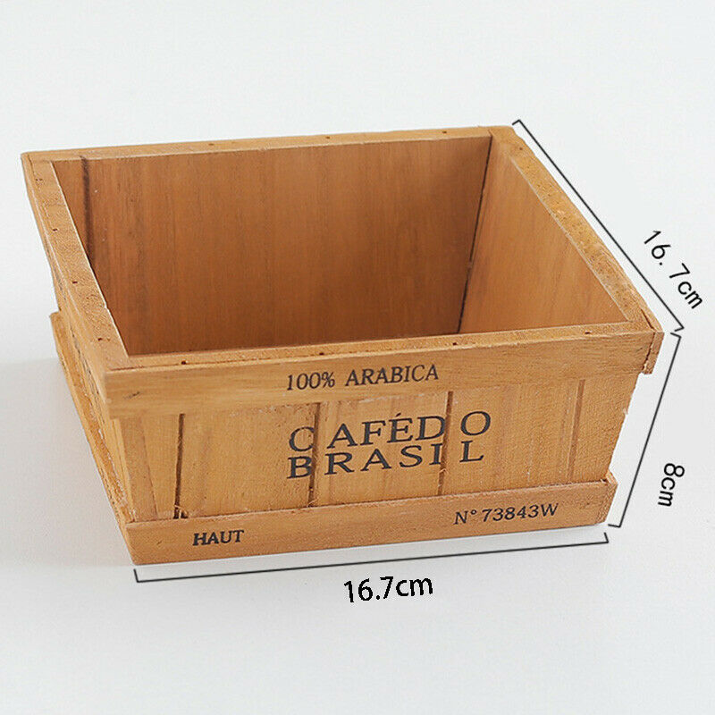 Retro Style Durable Wooden Succulent Plants Handmade Square Flower Pot Mult