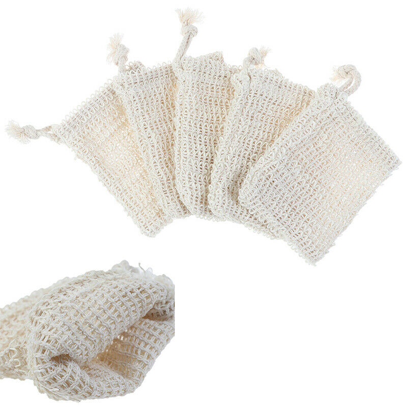 5Pcs Natural cotton and linen soap bag bath flower handmade soap storage bag Gn