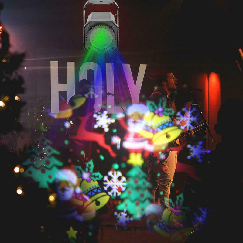 Christmas Pattern LED Projector Colorful Rotating KTV DJ Disco Lamp (EU B) A