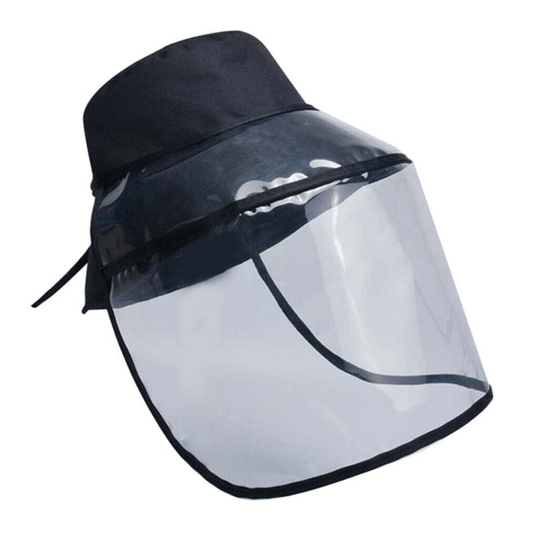 Anti-saliva Protective Fisherman Hat Soft PVC Removable Face Shield Black