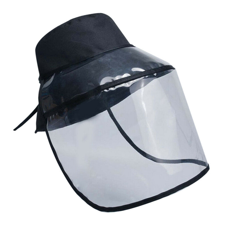 Anti-saliva Protective Fisherman Hat Soft PVC Removable Face Shield Black