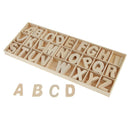 156Pcs Set Wooden Craft Letters with Storage Tray - Unpainted Wood Alphabets