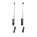 New Fashion Women Simple Blue Full Diamond  Stud Earrings Tasse Long EarringsOZ