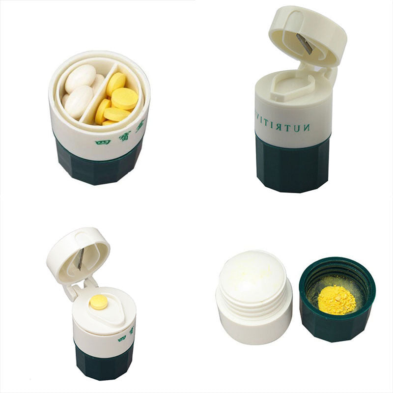 4 Layer Pill Medicine Crusher Grinder Splitter Tablet Divider Storage Box