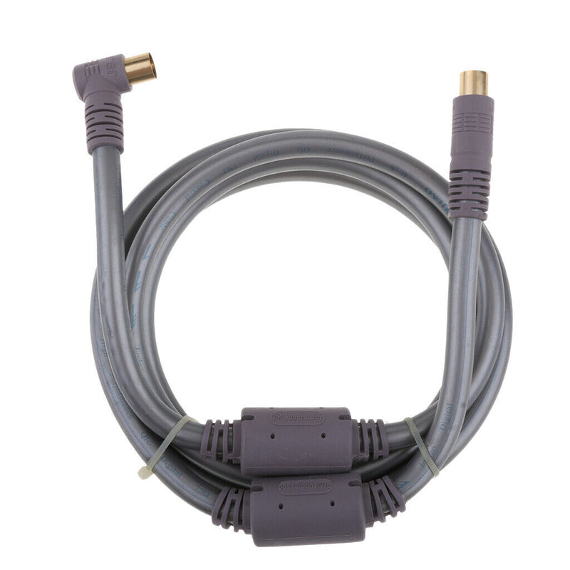 90 Degree TV 9mm Coaxial Cable Aerial Male to Male RF Antenna Cable gray