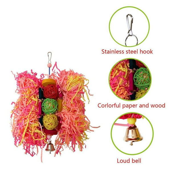 1 Pcs Bird Parrot Toys Natural Wood Bird Swing Climbing Chewing Standing Ha