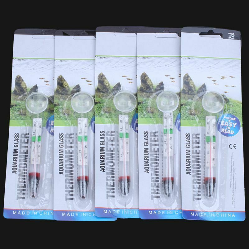 5x New Glass Meter Fish Tank Water Temperature Aquarium Thermometer Suction E8Y2