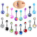 16Pcs Mix Navel Belly Button Ring Barbell Rhinestone Crystal Ball Body Jewelr FT