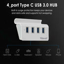 Vktech Type C 4-Port Portable Hub with 2-Foot USB 3.0 Cable (Glossy White) A